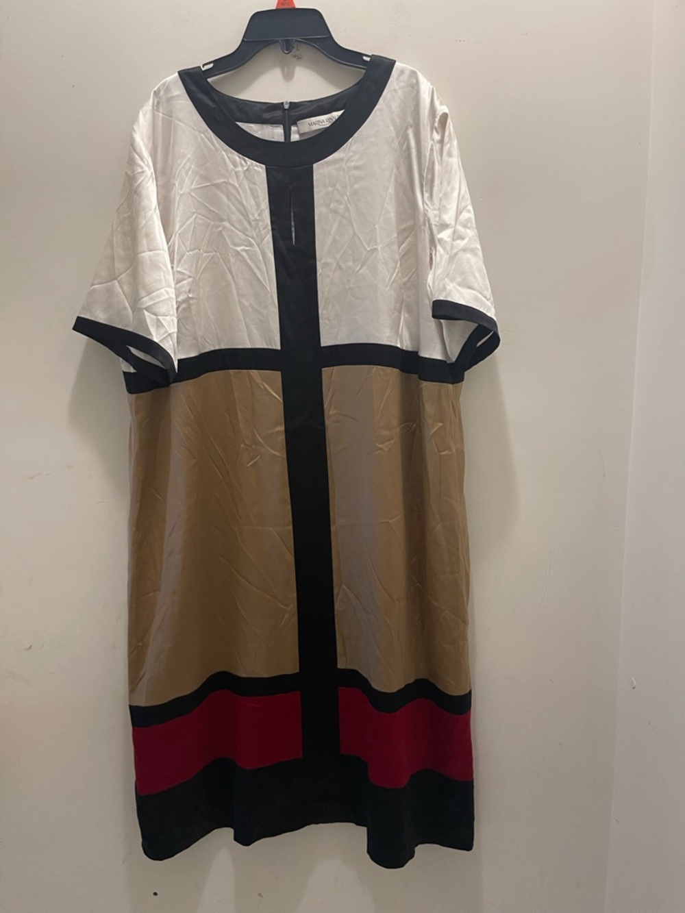 Marina Rinaldi Silk Color Block Shift Dress